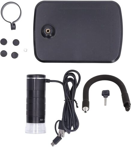 منظار التكبير المحمول من Fafeicy، مجهر رقمي USB تكبير 50-1000X مع 8 مصابيح LED قابلة للتعديل وحامل مرن، لمراقبة الأحياء في الهواء الطلق للهاتف المحمول in Kuwait