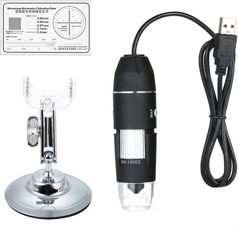 مجهر رقمي USB تكبير 1600X مع وظيفة OTG وحامل إضاءة 8-LED مكبر متعدد الوظائف in Kuwait