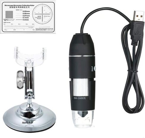مجهر رقمي USB تكبير 1600X مع وظيفة OTG وحامل إضاءة 8-LED مكبر متعدد الوظائف in Kuwait