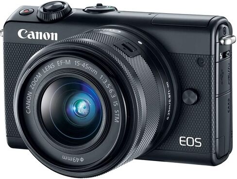 كاميرا Canon EOS M100 الرقمية بدون مرآة مع عدسة 15-45 مم (أسود) (2209C011) + بطاقة سعة 64 جيجابايت + حافظة + قارئ بطاقات + حامل ثلاثي مرن + حزام يد + حافظة غطاء + محفظة + مجموعة تنظيف in Kuwait