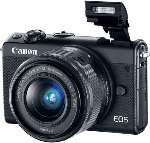 كاميرا Canon EOS M100 الرقمية بدون مرآة مع عدسة 15-45 مم (أسود) (2209C011) + بطاقة سعة 64 جيجابايت + حافظة + قارئ بطاقات + حامل ثلاثي مرن + حزام يد + حافظة غطاء + محفظة + مجموعة تنظيف in Kuwait