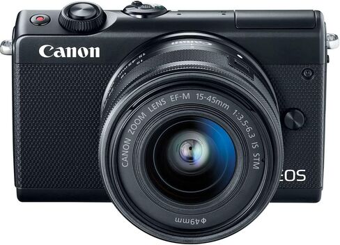 كاميرا Canon EOS M100 الرقمية بدون مرآة مع عدسة 15-45 مم (أسود) (2209C011) + بطاقة سعة 64 جيجابايت + حافظة + قارئ بطاقات + حامل ثلاثي مرن + حزام يد + حافظة غطاء + محفظة + مجموعة تنظيف in Kuwait