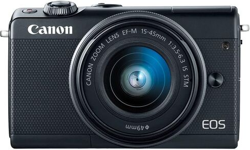 كاميرا Canon EOS M100 الرقمية بدون مرآة مع عدسة 15-45 مم (أسود) (2209C011) + بطاقة سعة 64 جيجابايت + حافظة + قارئ بطاقات + حامل ثلاثي مرن + حزام يد + حافظة غطاء + محفظة + مجموعة تنظيف in Kuwait
