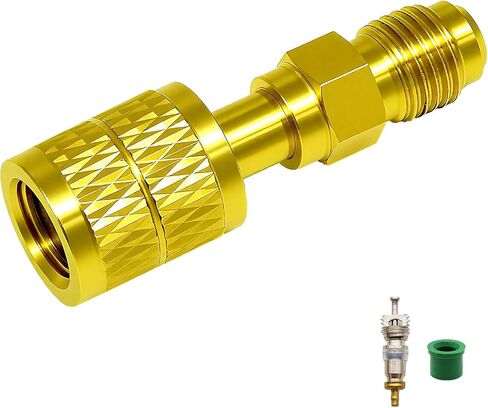 2 حزمة محول التبريد A2L R32 R454b، 1/4 بوصة LH SAE خيط أنثى إلى 1/4 بوصة SAE ذكر خيط، لتركيبات التوصيل السريع R-454b/R-32 النحاسية HVAC (عبوة من محولين مستقيمين) in Kuwait