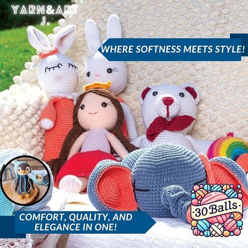 10 كرات الجينز الجينز مع مجلة Amigurumi 55 ٪ من القطن 45 ٪ من الرياضة الراقية 2 أكريليك غزل القطن الحياك in Kuwait