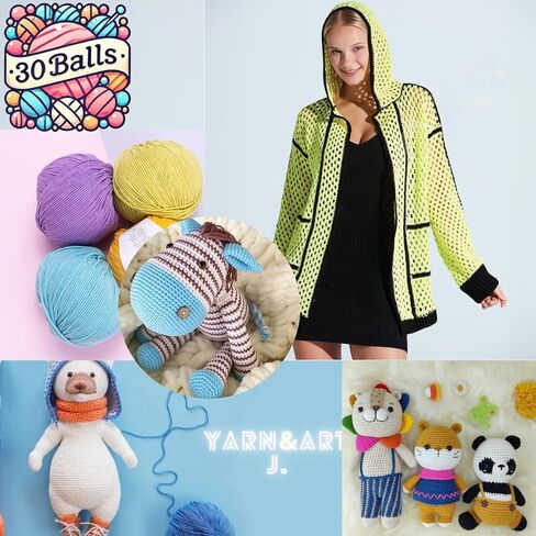 10 كرات الجينز الجينز مع مجلة Amigurumi 55 ٪ من القطن 45 ٪ من الرياضة الراقية 2 أكريليك غزل القطن الحياك in Kuwait