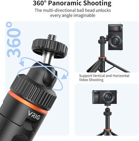 VRIG Selfie Stick Tripod for DJI OSMO Pocket4 Insta360 X5 X4 X3 Gopro Hero13 12 Extendable Mini Tripod Stand with 360° Ball Head 1/4" Screw Small Tripod Compatible with Action Camera Sony Nikon Canon in Kuwait