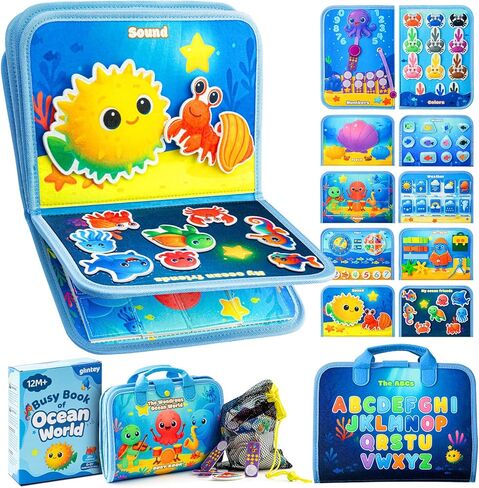Busy Board Montessori Toys for Toddlers 1-3 Busy Book Sensory Toys for Girls Boys,Airplane Travel Activity Book Toy for 1 2 3 Year Old Birthday Gift,Fine Educational Preschool Learning Toy in Kuwait
