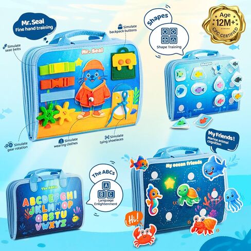 Busy Board Montessori Toys for Toddlers 1-3 Busy Book Sensory Toys for Girls Boys,Airplane Travel Activity Book Toy for 1 2 3 Year Old Birthday Gift,Fine Educational Preschool Learning Toy in Kuwait