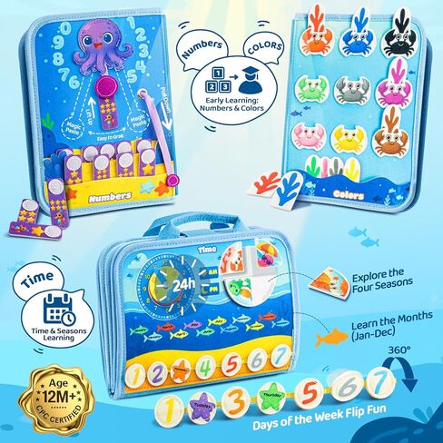 Busy Board Montessori Toys for Toddlers 1-3 Busy Book Sensory Toys for Girls Boys,Airplane Travel Activity Book Toy for 1 2 3 Year Old Birthday Gift,Fine Educational Preschool Learning Toy in Kuwait