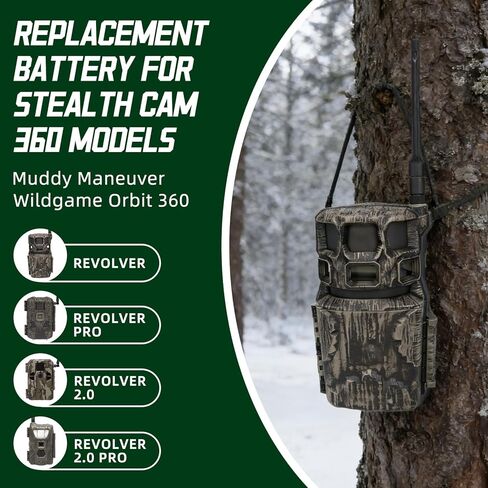 خرطوشة بطارية ليثيوم 11.55 فولت 6500 مللي أمبير في الساعة لكاميرا Stealth Cam 360 Max، بديلة لـ STC-RVLRLC، حزمة قابلة لإعادة الشحن عالية السعة لكاميرات المسدس/Pro/2.0/Pro 2.0 360 درجة الخلوية in Kuwait
