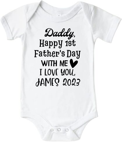 Daddys First Fathers Day Onesie With Me, My First Fathers Day Baby Boy Outfit, Personalized First Fathers Day Gifts From Baby Girl, Daughter, Son, Wife, Happy 1st Fathers Day Baby Outfit. in Kuwait