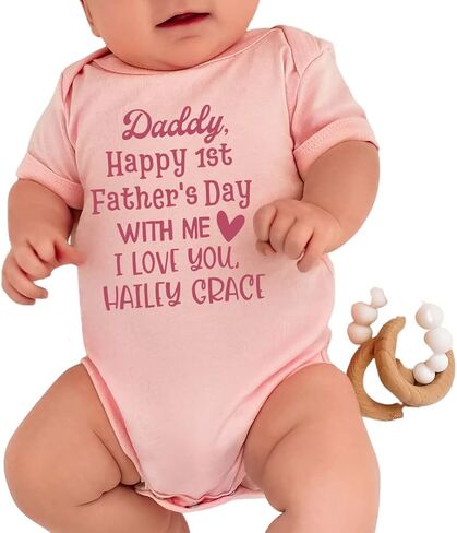 Daddys First Fathers Day Onesie With Me, My First Fathers Day Baby Boy Outfit, Personalized First Fathers Day Gifts From Baby Girl, Daughter, Son, Wife, Happy 1st Fathers Day Baby Outfit. in Kuwait