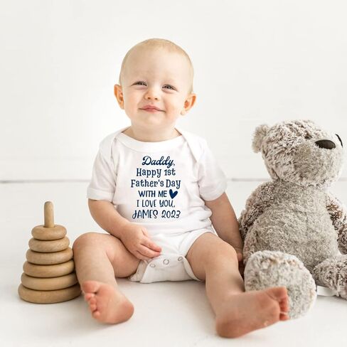 Daddys First Fathers Day Onesie With Me, My First Fathers Day Baby Boy Outfit, Personalized First Fathers Day Gifts From Baby Girl, Daughter, Son, Wife, Happy 1st Fathers Day Baby Outfit. in Kuwait