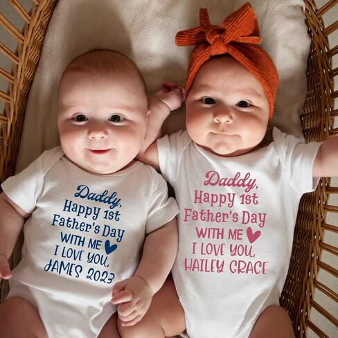 Daddys First Fathers Day Onesie With Me, My First Fathers Day Baby Boy Outfit, Personalized First Fathers Day Gifts From Baby Girl, Daughter, Son, Wife, Happy 1st Fathers Day Baby Outfit. in Kuwait