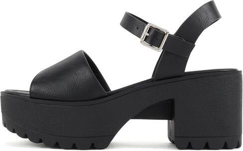 Soda “Marinda" Women’s Chunky Platform Sandals, Adjustable Ankle Strap, Open-Toe Design, Lug Sole, Block Heel in Kuwait