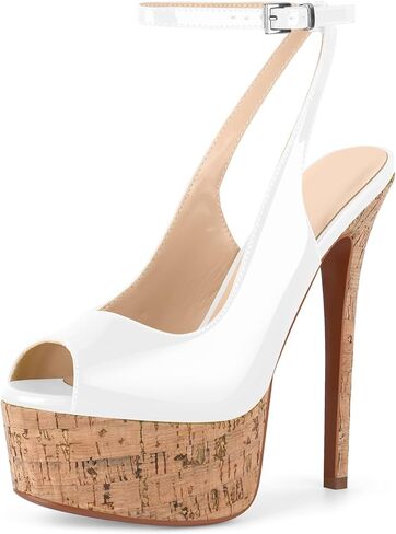LISHAN Women's Platform 5.9in Super High Heels Pumps Slip On Pointed Toe Sandals in Saudi Arabia