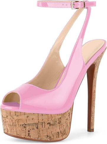 LISHAN Women's Platform 5.9in Super High Heels Pumps Slip On Pointed Toe Sandals in Saudi Arabia