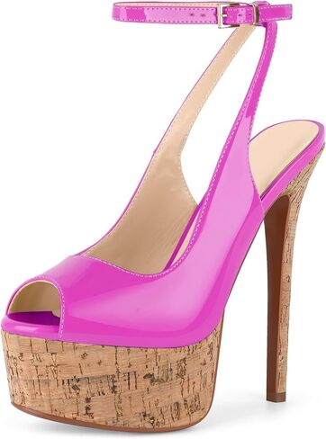 LISHAN Women's Platform 5.9in Super High Heels Pumps Slip On Pointed Toe Sandals in Saudi Arabia
