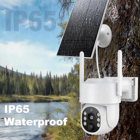 4G LTE Cellular Solar Security Camera Wireless Outdoor, No WiFi Solar Powered Camera, 360° Live View, 2K Color Night Vision, PIR Detection, 2-Way Audio, Motion Alert, Built in SIM Card (White) in Saudi Arabia