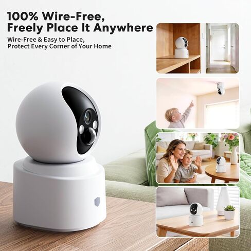 كاميرا Noonkey 4MP WiFi لأمن المنزل، كاميرا مراقبة لاسلكية داخلية مع بطارية قابلة لإعادة الشحن، 5G&2.4G WiFi6، كشف حركة AI، صوت ثنائي الاتجاه، رؤية ليلية ملونة، دعم Alexa، 3K/1-Pack in Kuwait