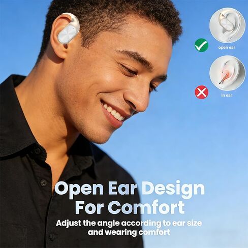 Open Ear EarBuds - Headphones Bluetooth with Dual-Fold Design,60H Playtime Bluetooth 6.0 Wireless Earbuds，High-Fidelity Sound,IPX5 Waterproof & Sweatproof for Sports/Fitness/Travel/Workouts (Black) in Kuwait