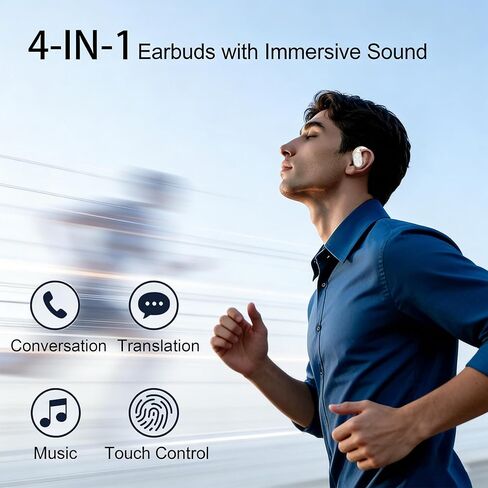 Open Ear EarBuds - Headphones Bluetooth with Dual-Fold Design,60H Playtime Bluetooth 6.0 Wireless Earbuds，High-Fidelity Sound,IPX5 Waterproof & Sweatproof for Sports/Fitness/Travel/Workouts (Black) in Kuwait
