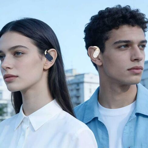 Open Ear EarBuds - Headphones Bluetooth with Dual-Fold Design,60H Playtime Bluetooth 6.0 Wireless Earbuds，High-Fidelity Sound,IPX5 Waterproof & Sweatproof for Sports/Fitness/Travel/Workouts (Black) in Kuwait