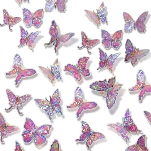 50 جهاز كمبيوتر شخصى 3D فراشة جدار ديكور، 3 أحجام 10 أنماط القابلة للإزالة فراشة ملصقات الحائط الفراشات الوردية ديكورات للفتيات غرفة الحضانة الفصول الدراسية حفلات أعياد الميلاد كعكة in Kuwait