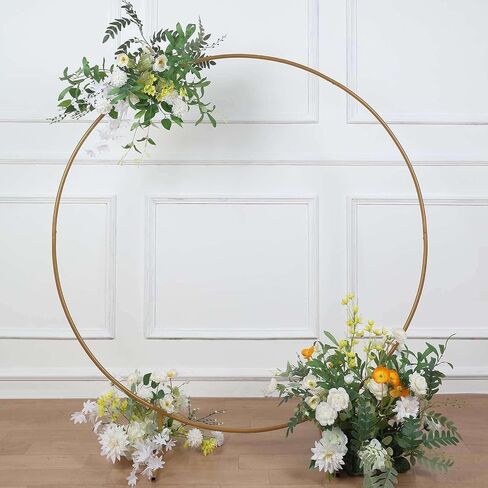 Efavormart 6.5ft Gold Metal Circle Backdrop Stand, Large Round Balloon and Flower Arch Frame with Stable Base for Wedding Ceremonies and Grand Events in Kuwait