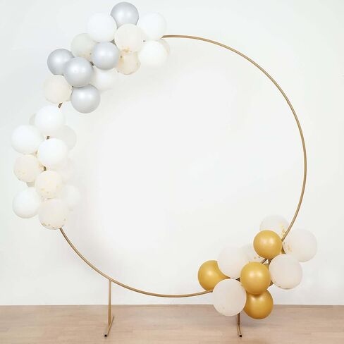 Efavormart 6.5ft Gold Metal Circle Backdrop Stand, Large Round Balloon and Flower Arch Frame with Stable Base for Wedding Ceremonies and Grand Events in Saudi Arabia