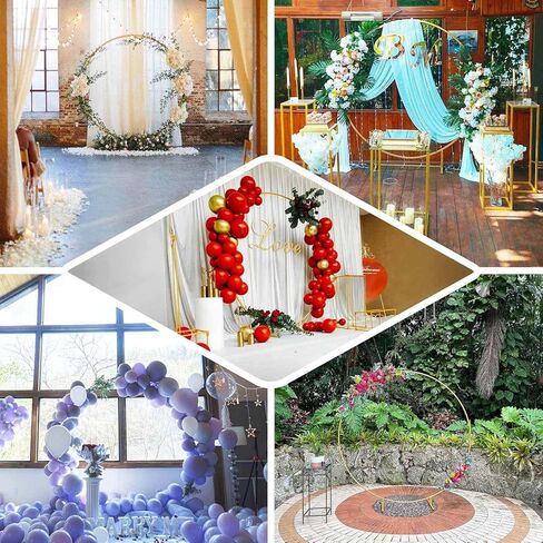 Efavormart 6.5ft Gold Metal Circle Backdrop Stand, Large Round Balloon and Flower Arch Frame with Stable Base for Wedding Ceremonies and Grand Events in Saudi Arabia