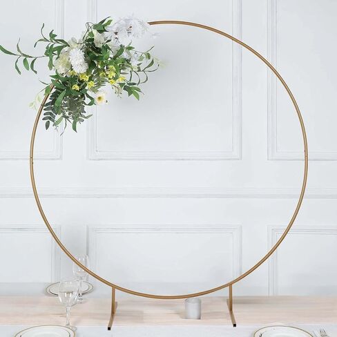 Efavormart 6.5ft Gold Metal Circle Backdrop Stand, Large Round Balloon and Flower Arch Frame with Stable Base for Wedding Ceremonies and Grand Events in Saudi Arabia
