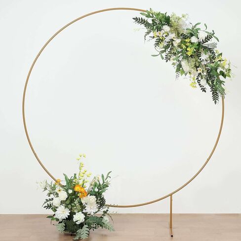 Efavormart 6.5ft Gold Metal Circle Backdrop Stand, Large Round Balloon and Flower Arch Frame with Stable Base for Wedding Ceremonies and Grand Events in Saudi Arabia