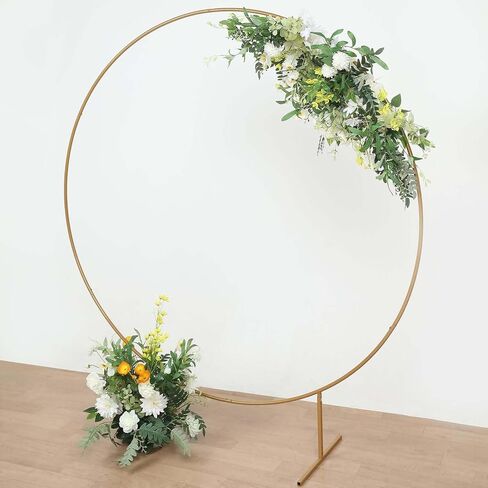 Efavormart 6.5ft Gold Metal Circle Backdrop Stand, Large Round Balloon and Flower Arch Frame with Stable Base for Wedding Ceremonies and Grand Events in Saudi Arabia