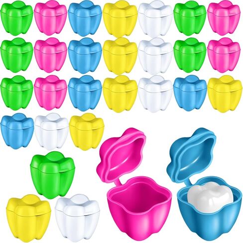 Taiyin 400 Pcs Colorful Tooth Savers Box, Plastic Tooth Holders Bulk for Boys Girls Kids Keepsake, Goodie Bag Fillers, Party Favor, Dentist Office, 5 Colors, 0.6 x 0.75 x 0.6 Inch in Saudi Arabia
