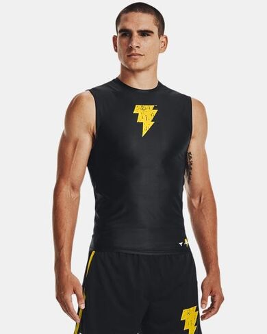 تيشيرت رجالي من Under Armour من HeatGear Project Rock Iso-Chill مضغوط بدون أكمام باللون الأسود in Kuwait