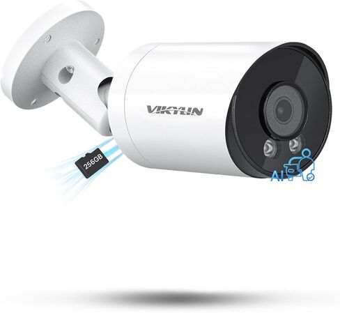 كاميرا VIKYLIN 4K 8MP Starlight PoE IP خارجية، كاميرا Bullet PoE بدقة 8 ميجابكسل مع كشف المركبات البشرية AI، عدسة 2.8 مم، ميكروفون مدمج، MicroSD 256 جيجابايت، WDR، IP67، Blue Iris، متوافق مع NDAA in Kuwait