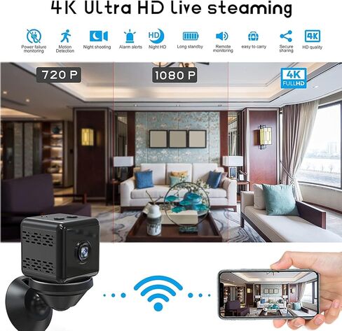 كاميرا أمان X6D Mini 4K WiFi - كاميرا لاسلكية داخلية/خارجية بزاوية واسعة، رؤية ليلية، كشف الحركة، مراقبة الحيوانات الأليفة والمنزل in Kuwait