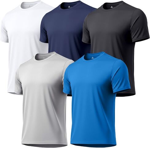 ZITY 5 Packs Men's UPF 50+ Sun Protection T-Shirts Workout Fishing Swimming Rash Guard Fast Dry Breathable Shirt in Saudi Arabia