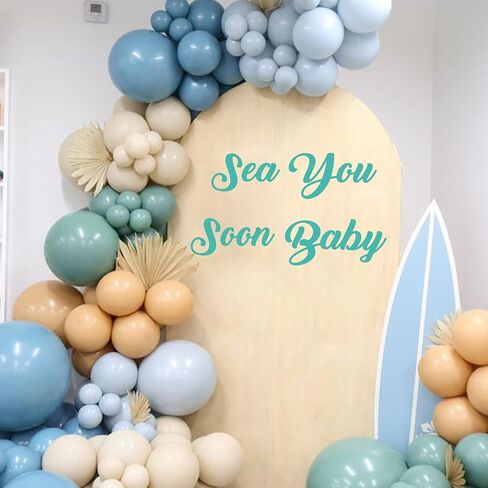 ملصق جداري من Raorormi Sea You Soon Baby - ملصق تزيين لحفلات استحمام الطفل بموجة المحيط البحري، ديكور حفلات إعلان حمل الحيوانات تحت الماء تحت البحر in Kuwait