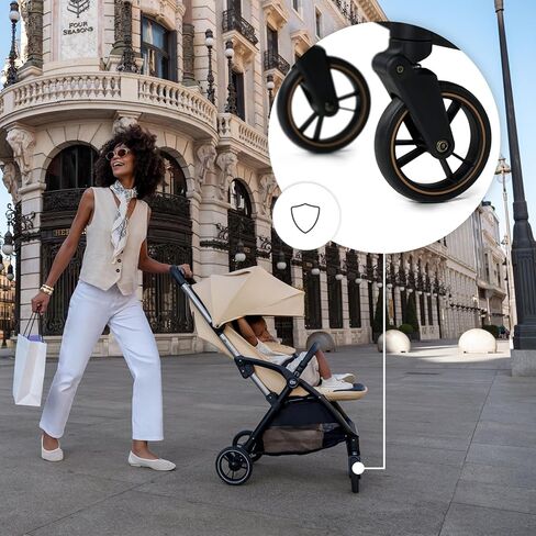 Kinderkraft APINO Lightweight Auto Folding Stroller, Compact Travel Baby Stroller for Newborn to Toddler, Reclining Seat, 5-Point Harness, Black in Saudi Arabia
