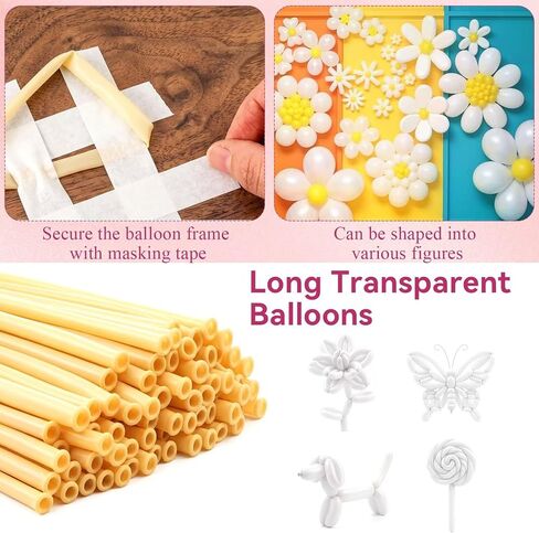 20 Pcs Balloon Arch Clips, 3.5 Inch Clear Balloon Clips with 100 Pcs Long Latex Balloons, Reusable ABS Plastic Transparent Backdrop Spring Clamps for Party Birthday Wedding Garland Decoration in Kuwait