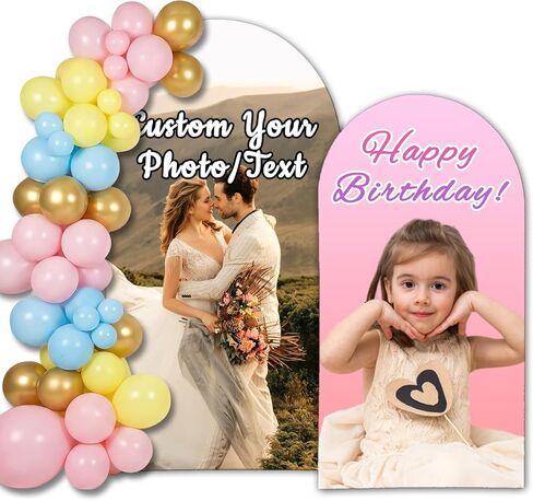 Custom Arch Cover Personalized Arch Backdrop Cover - for Baby Shower Birthday Party Wedding Holiday Graduation Decorations with Photo, 3.9x1.6FT in Saudi Arabia