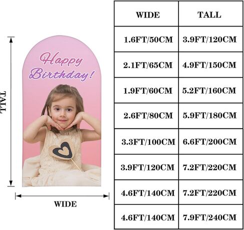 Custom Arch Cover Personalized Arch Backdrop Cover - for Baby Shower Birthday Party Wedding Holiday Graduation Decorations with Photo, 3.9x1.6FT in Saudi Arabia