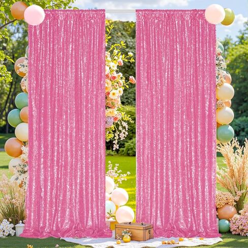 Gold Sequin Backdrop Curtains 2Panels 2x8ft for Party Photo Decor | Reusable & High Density Glitter Shiny Drapes Background for Birthday Wedding Halloween Christmas Event Stage Decoration in Saudi Arabia
