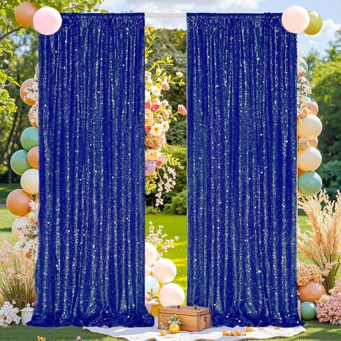 Gold Sequin Backdrop Curtains 2Panels 2x8ft for Party Photo Decor | Reusable & High Density Glitter Shiny Drapes Background for Birthday Wedding Halloween Christmas Event Stage Decoration in Saudi Arabia