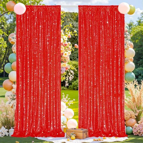 Gold Sequin Backdrop Curtains 2Panels 2x8ft for Party Photo Decor | Reusable & High Density Glitter Shiny Drapes Background for Birthday Wedding Halloween Christmas Event Stage Decoration in Saudi Arabia