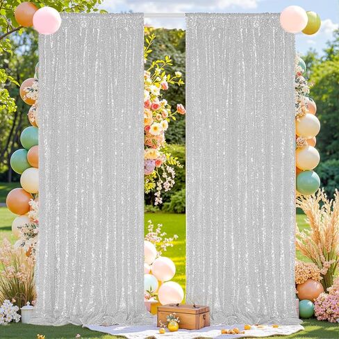 Gold Sequin Backdrop Curtains 2Panels 2x8ft for Party Photo Decor | Reusable & High Density Glitter Shiny Drapes Background for Birthday Wedding Halloween Christmas Event Stage Decoration in Saudi Arabia