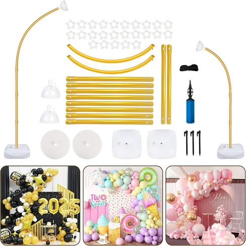 OurWarm 8.2FT & 6FT Gold Balloon Arch Kit, Free Bending Top Balloon Arch Stand With Base for Floor, Half Arch for Wedding Birthday Party Baby Shower Halloween Decorations in Saudi Arabia